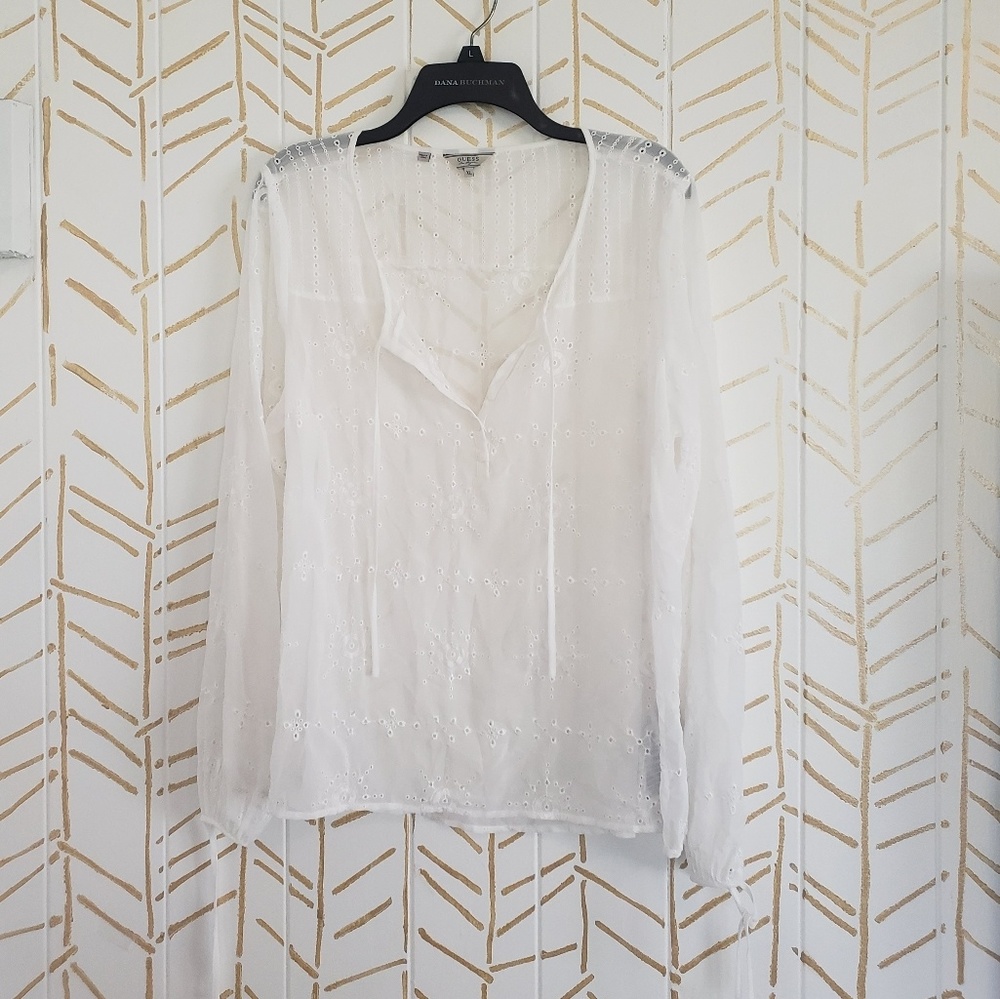 Guess Floral Eylet Boho Top